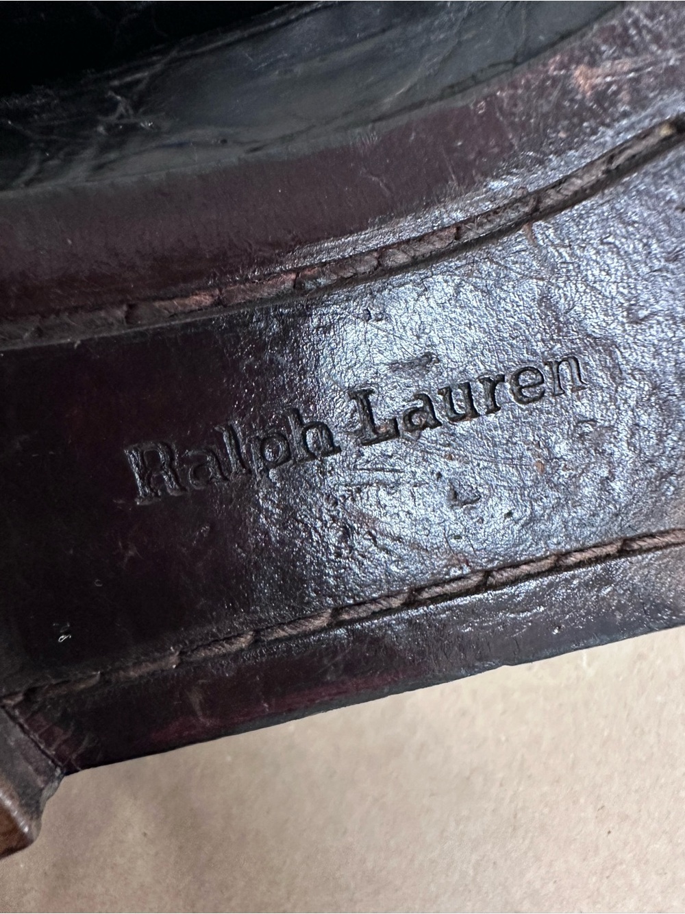 Classic Ralph Black Croc-Embossed Leather Ballet Flats - Picture 3 of 7